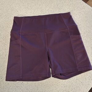 Reebok High-Waisted Purple Biker Shorts